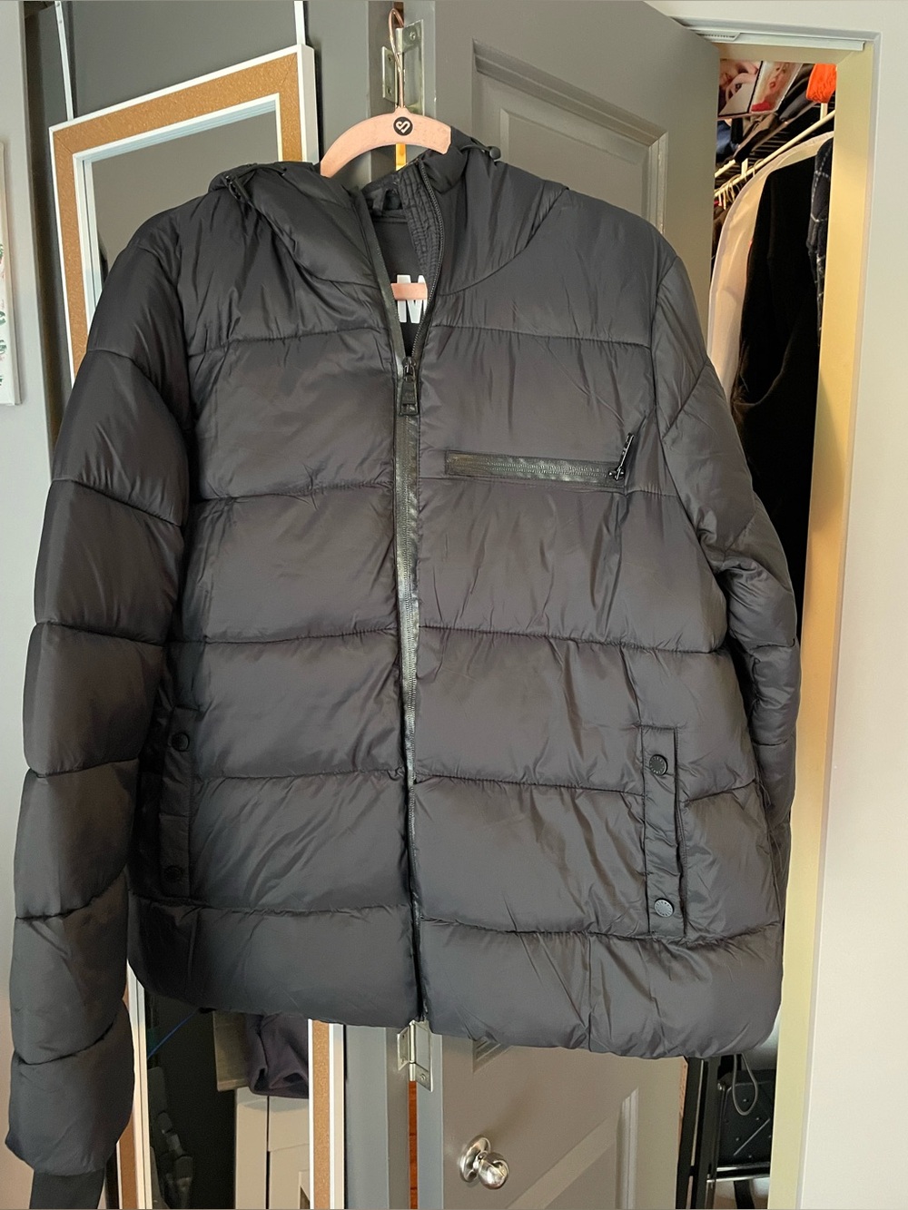 Ladies Black Quilted Puffer Jacket with Hood never worn